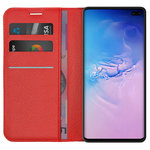 Leather Wallet Case & Card Holder Pouch for Samsung Galaxy S10+ (Red)